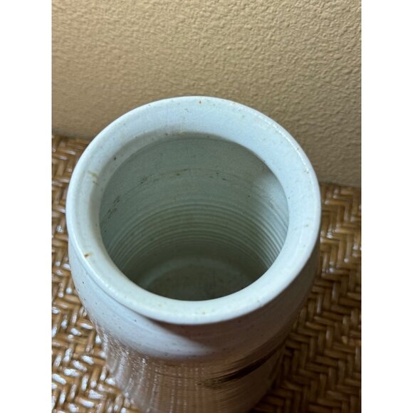 Handcrafted Ceramic Vase With Abstract Green & Brown Brush Strokes Signed - Picture 5 of 10